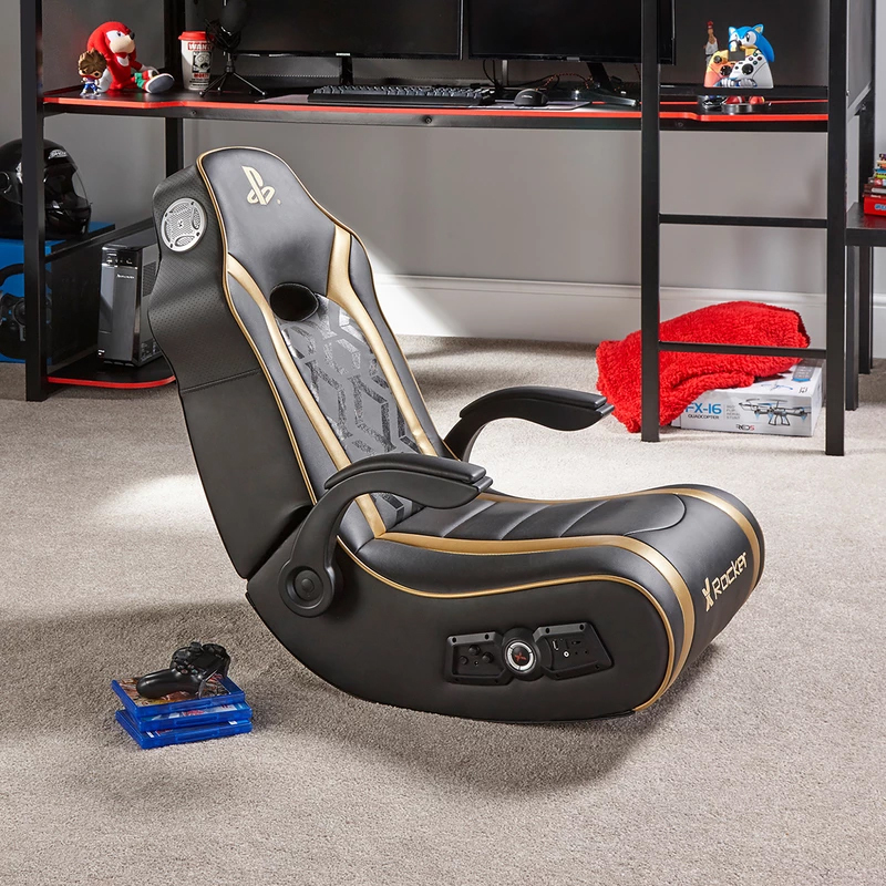 X Rocker PlayStation Gold 2.1 Floor Rocker Junior Gaming Chair for PS4 image