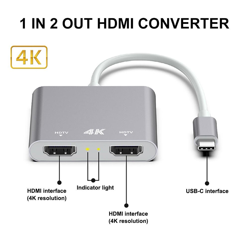 2-In-1 4K HDMI Adaptor - Type-C to HDMI