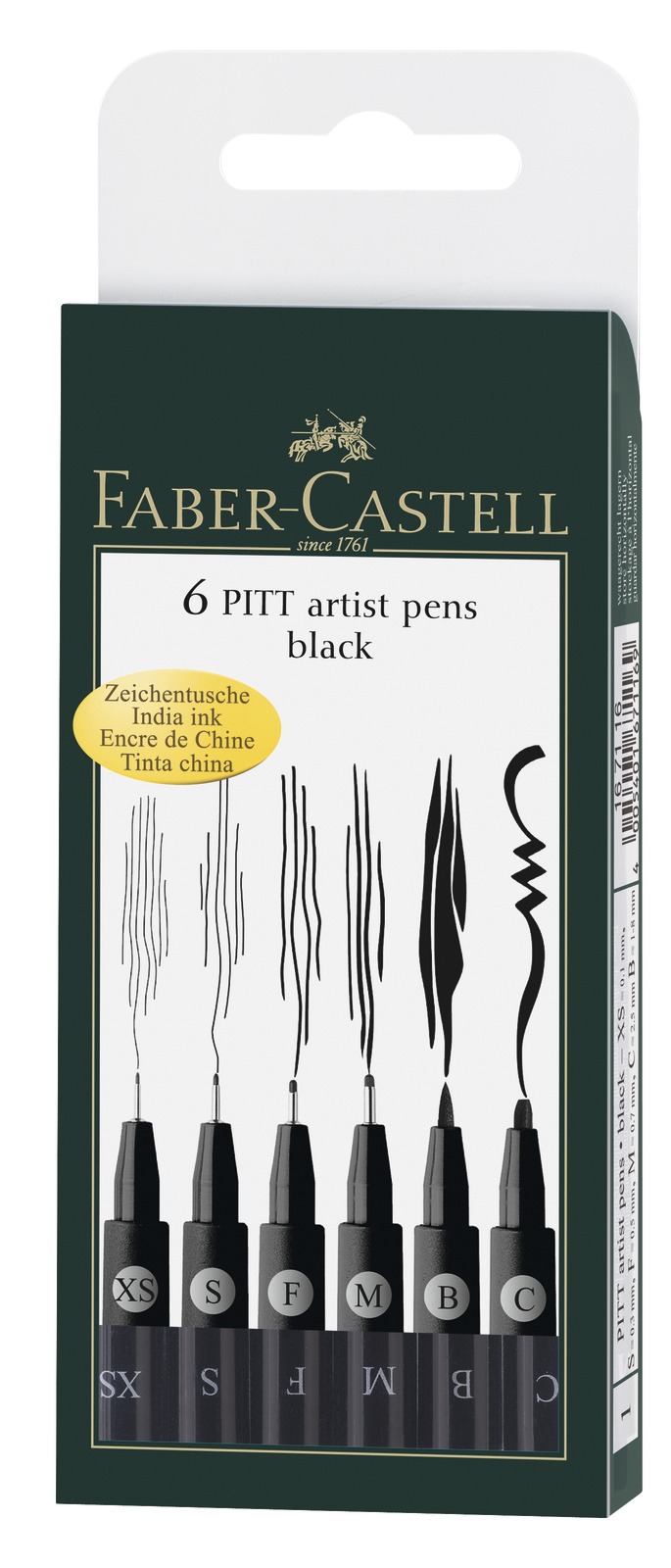 Faber-Castell: Pitt Artist Pens Black (Wallet of 6) image