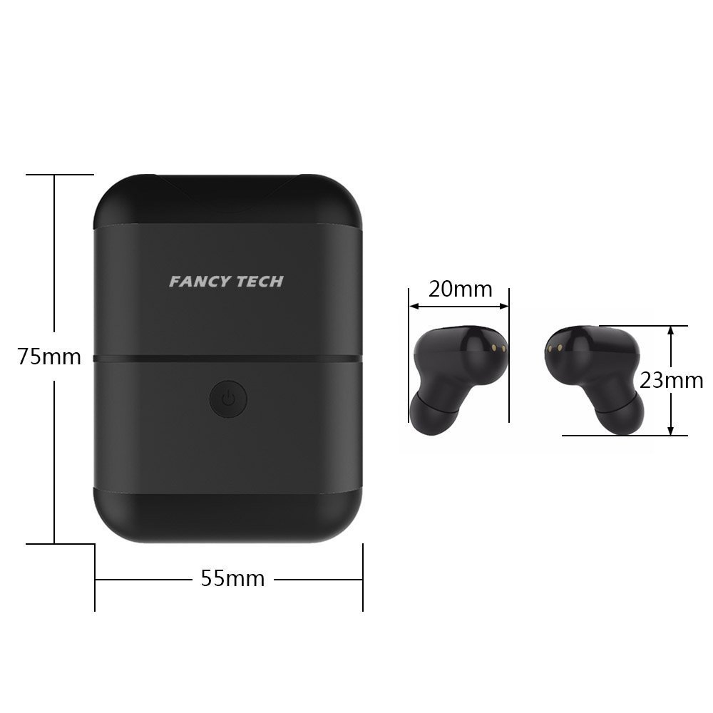 Bluetooth 5.0 Twin Earbuds with Charging Case and Power Bank - Black image