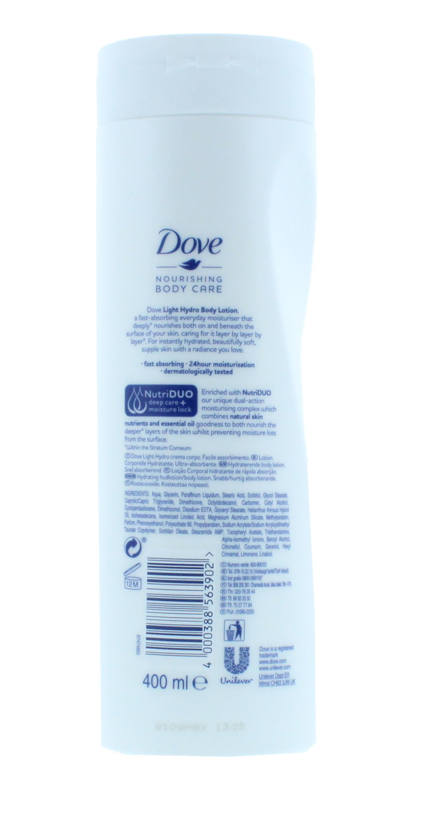 Buy Dove Body Lotion Light Hydro (400 ml) at Mighty Ape NZ