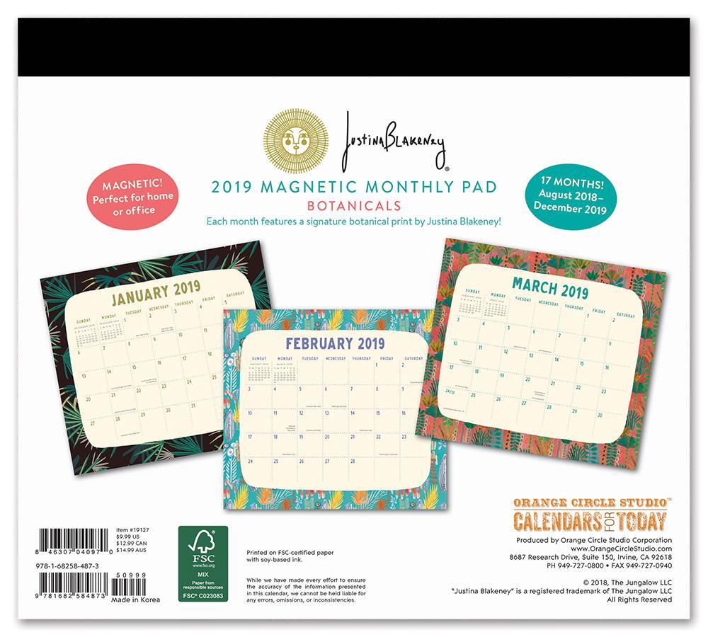 Justina Blakeney: Botanicals 2019 Magnetic Monthly Planner