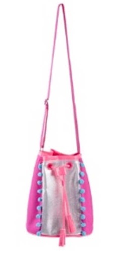 Pink Poppy: Pom Pom Party - Drawstring Satchel (Hot Pink) image