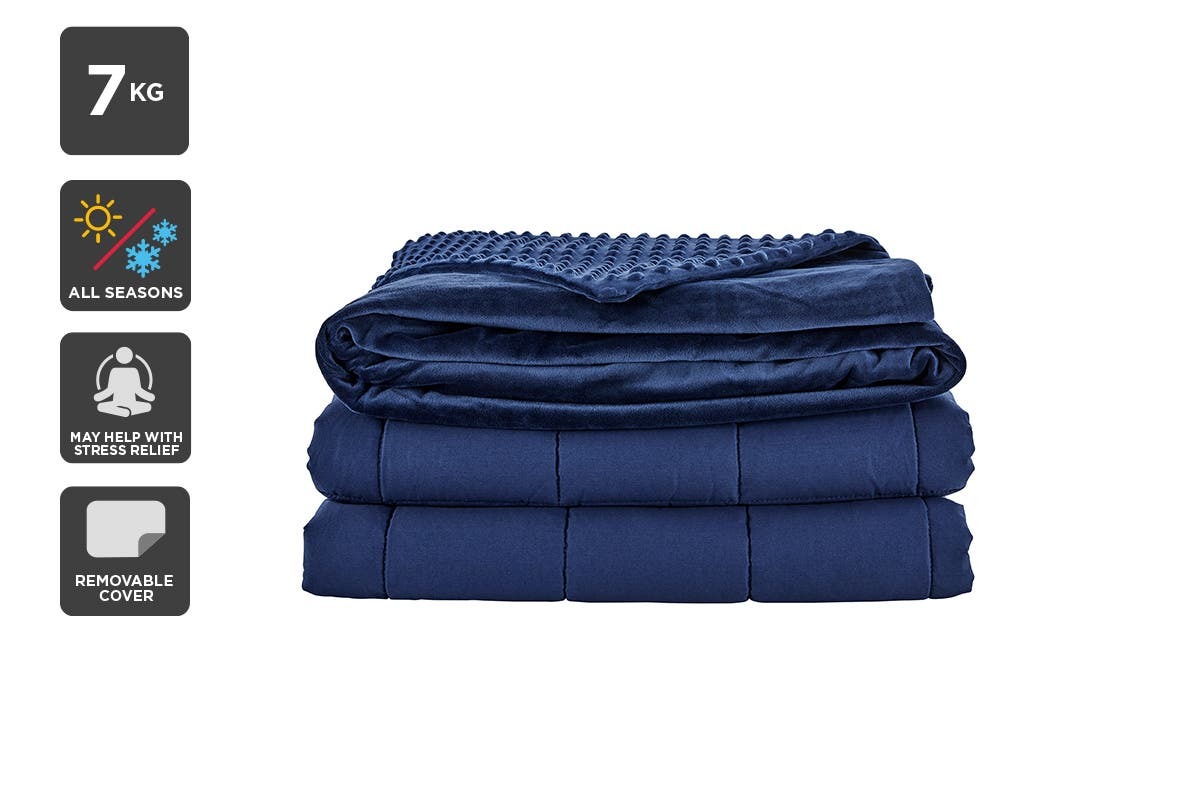 Kogan Mink Dot 7kg Weighted Cotton Blanket Navy at Mighty Ape NZ