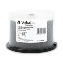 Verbatim DVD-R 4.7GB 50Pk White Wide Inkjet 16x image