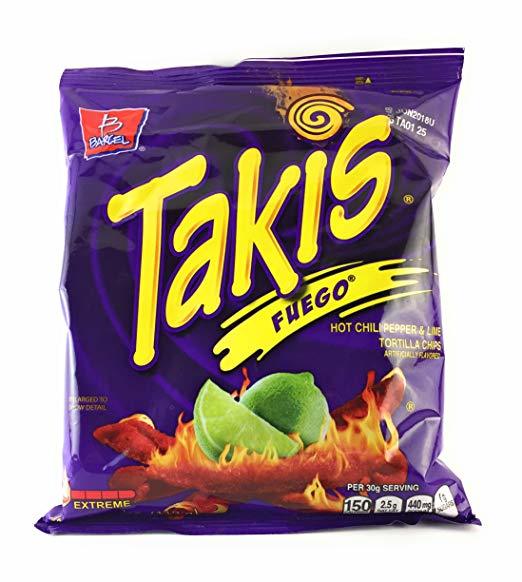 Takis Fuego Hot Chili Pepper & Lime Tortilla Chips (110g) image