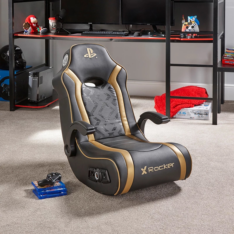 X Rocker PlayStation Gold 2.1 Floor Rocker Junior Gaming Chair for PS4 image
