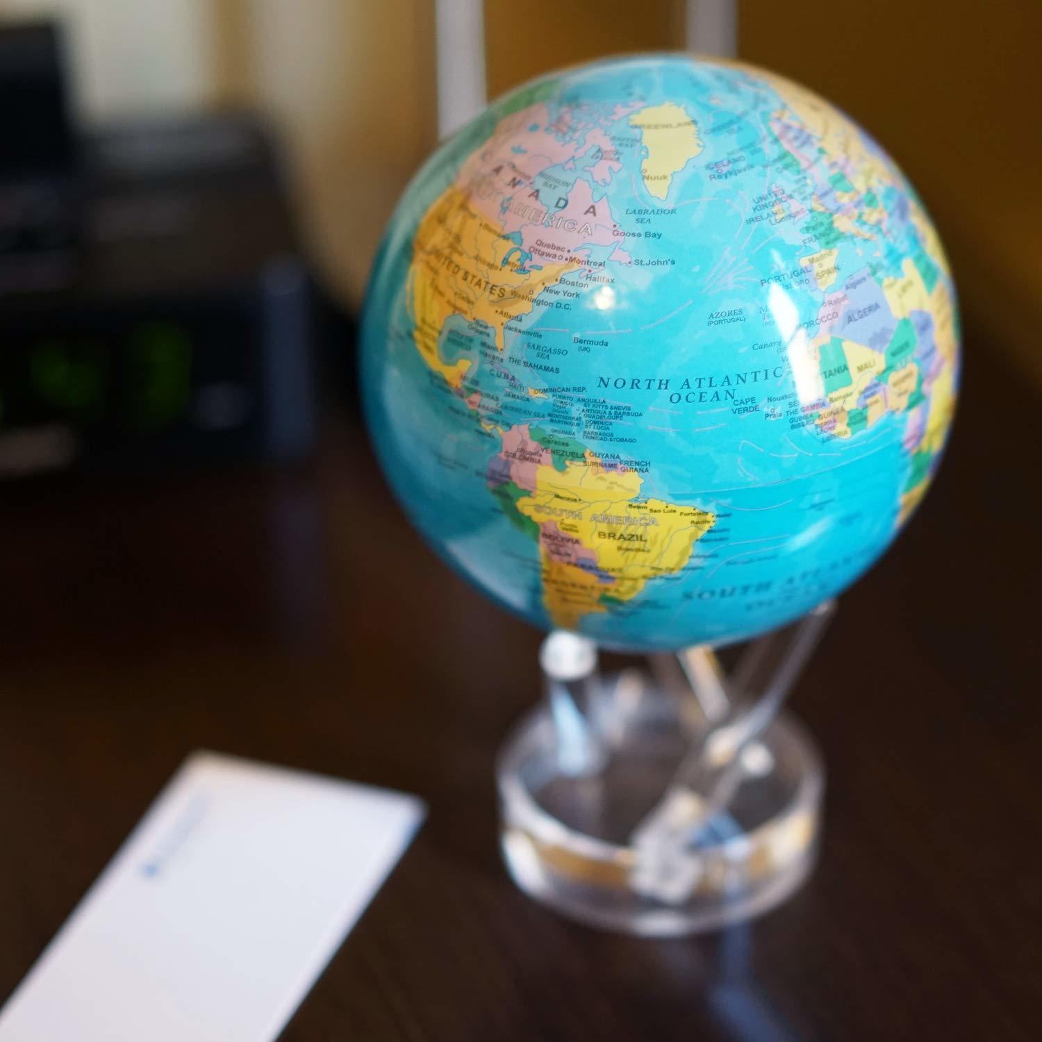 MOVA Self-Rotating Globe Blue with Political Map image