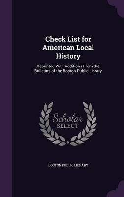 Check List for American Local History on Hardback