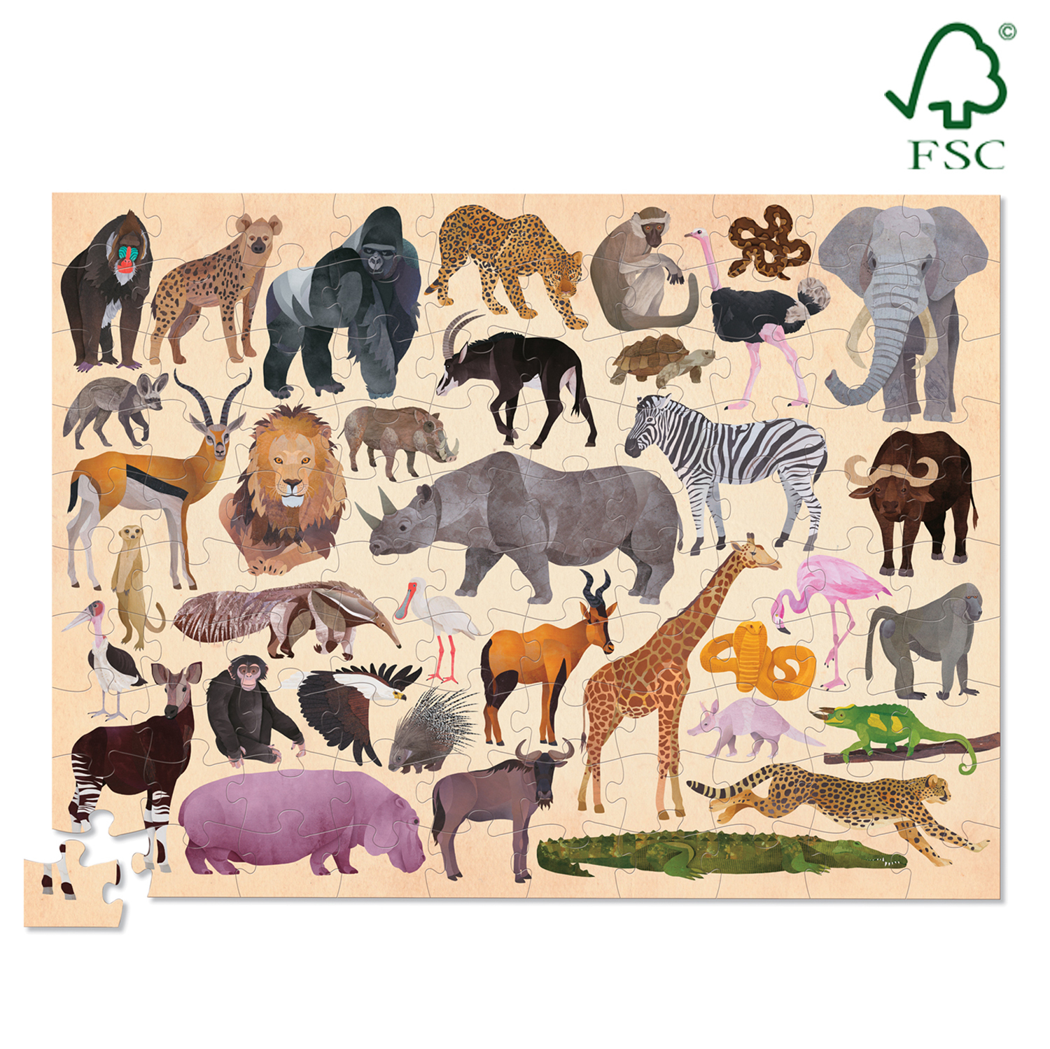 Crocodile Creek: 36 Animal Wild Animals (100pc Jigsaw) image