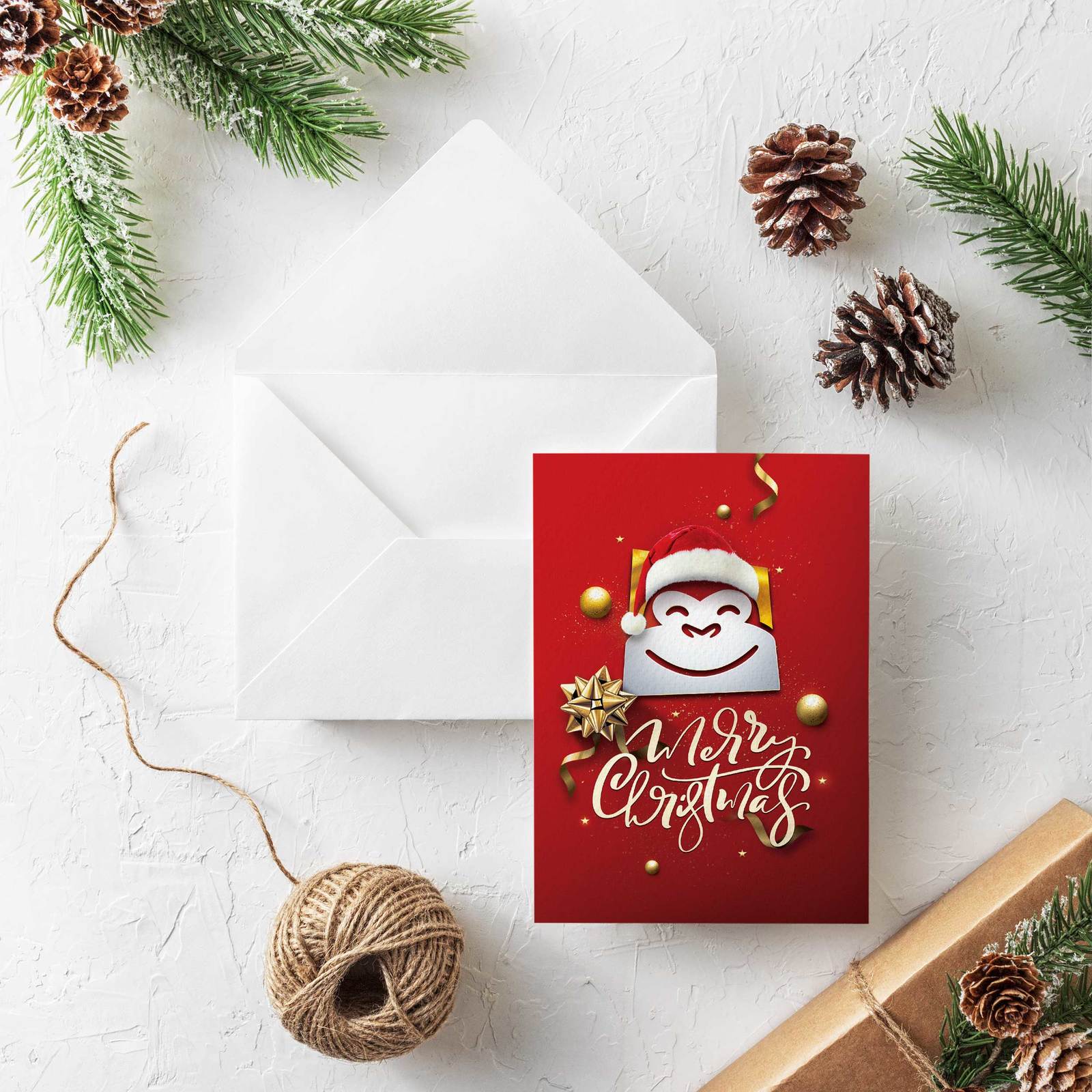 Gorilla Gift: Christmas Cards - Santa Hat (Pack of 10) image