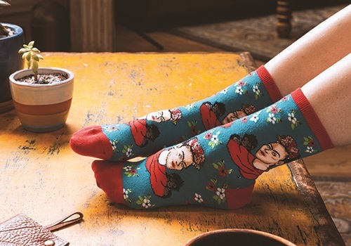 Socksmith: Womens Kahlo Portrait Crew Socks - Peacock