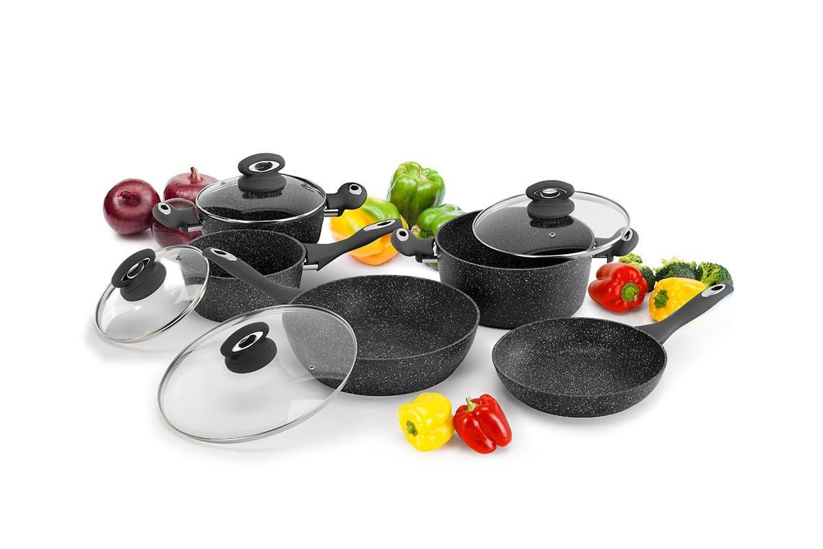 Ovela 9 Piece Marble NonStick Cookware Set at Mighty Ape NZ