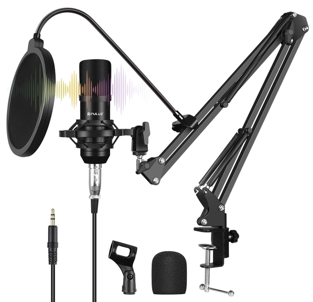 PULUZ Condenser Microphone Studio Broadcast Professional Singing Microphone Kits Black at
