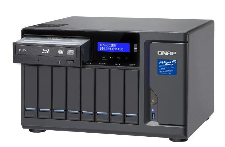 Qnap Tvs-882Br-Odd-I5-16G 8-Bay Nas (No Disk), 1 X Blu-Ray , Core I5-7500 3.4 Ghz, 16Gb, 250W image