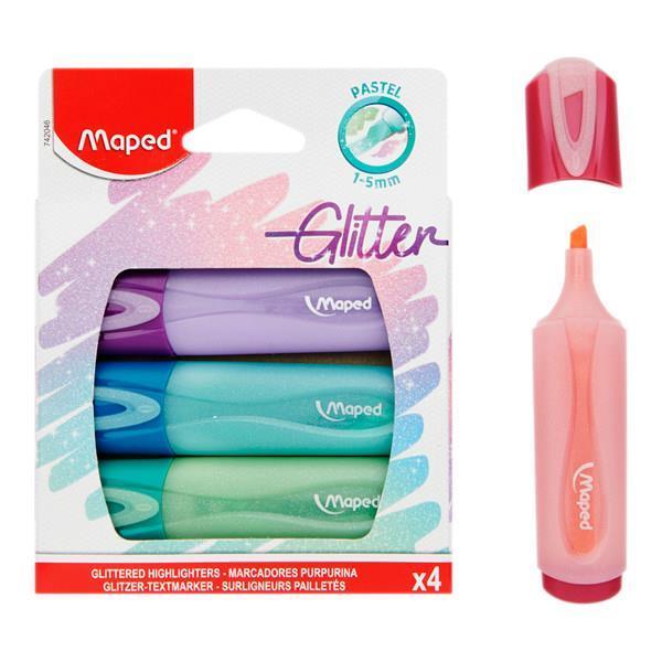 Buy Maped Pastel Glitter Highlighters Pack of 4 at Mighty Ape NZ