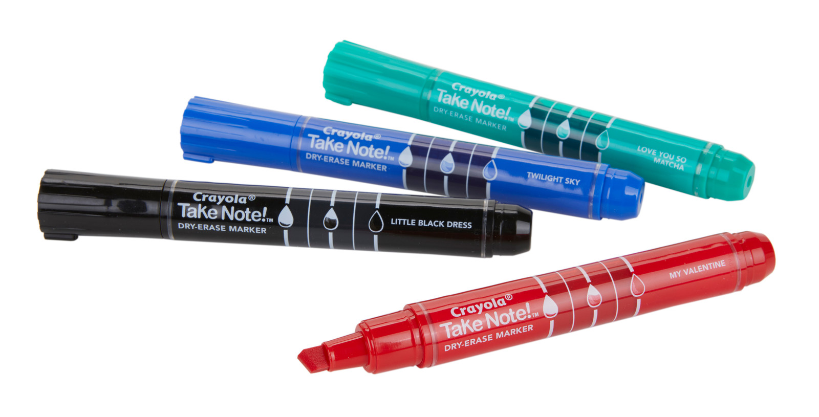 Crayola: Take Note - Chisel Tip Whiteboard Markers - Black,Blue,Red,Green image