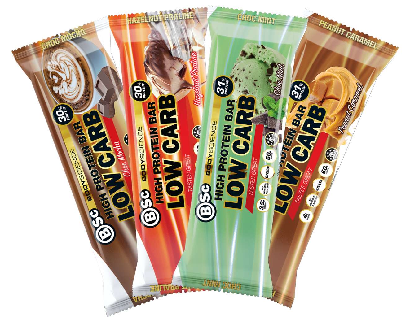 Buy BSc High Protein Low Carb Bar Sampler Pack (4x60g) at Mighty Ape NZ