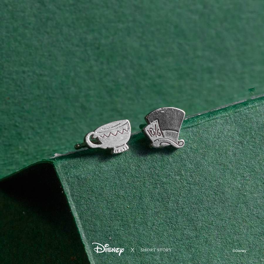 Short Story: Disney Mad Hatter & Tea Cup Earring - Silver image