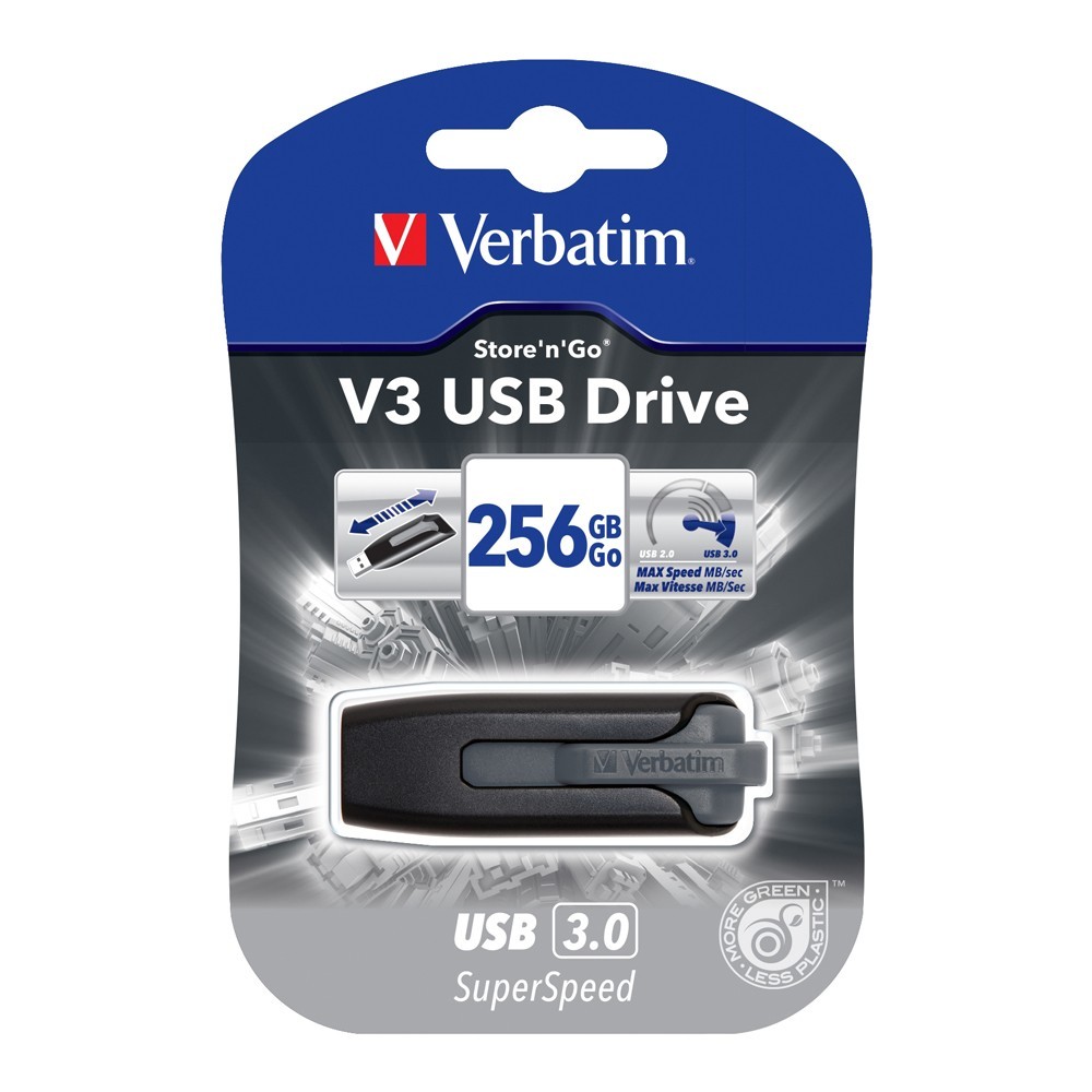 Verbatim Store'n'Go V3 USB 3.0 Drive - 256GB (Grey) image