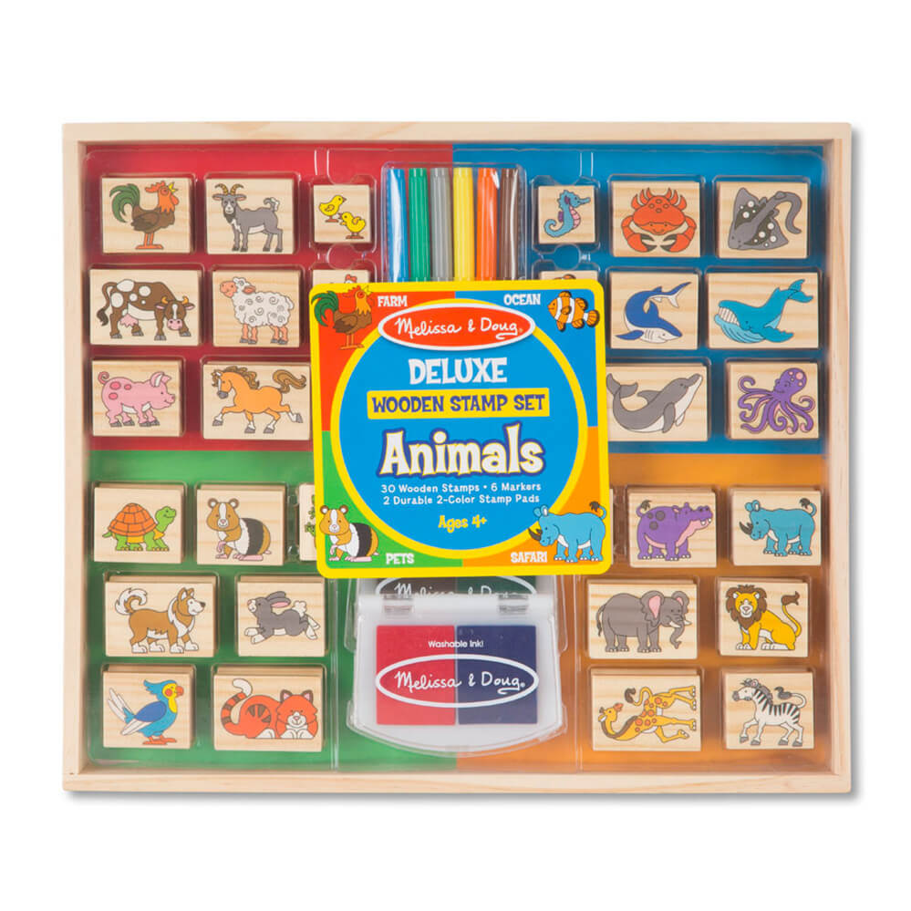 Melissa & Doug: Deluxe Wooden Animals Stamp Set image