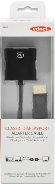 Ednet DisplayPort (M) to DVI-I (F) Adapter Cable image