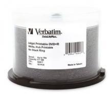 Verbatim DVD+R 4.7GB 50Pk White Wide Injket 16x image