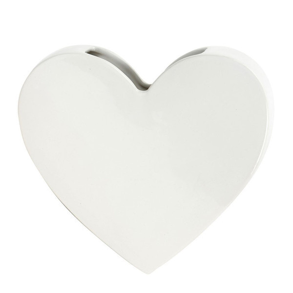 Decor Living: Wall Mounted Heart Vase - White image