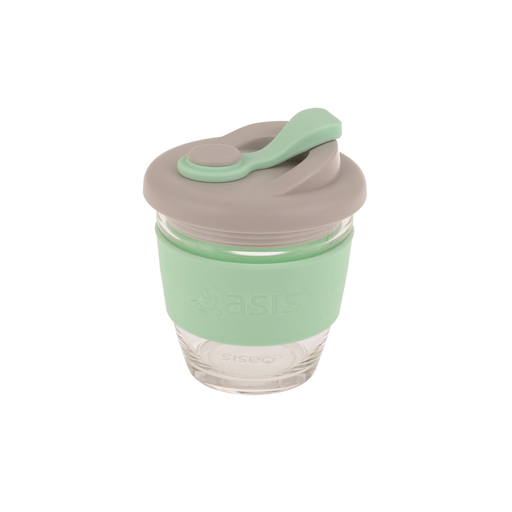 Oasis Glass Coffee Cup Spearmint (227ml) at Mighty Ape NZ