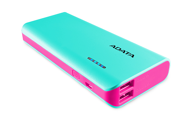 ADATA PT100 10,000mAh Powerbank with Flashlight - Aqua/Pink