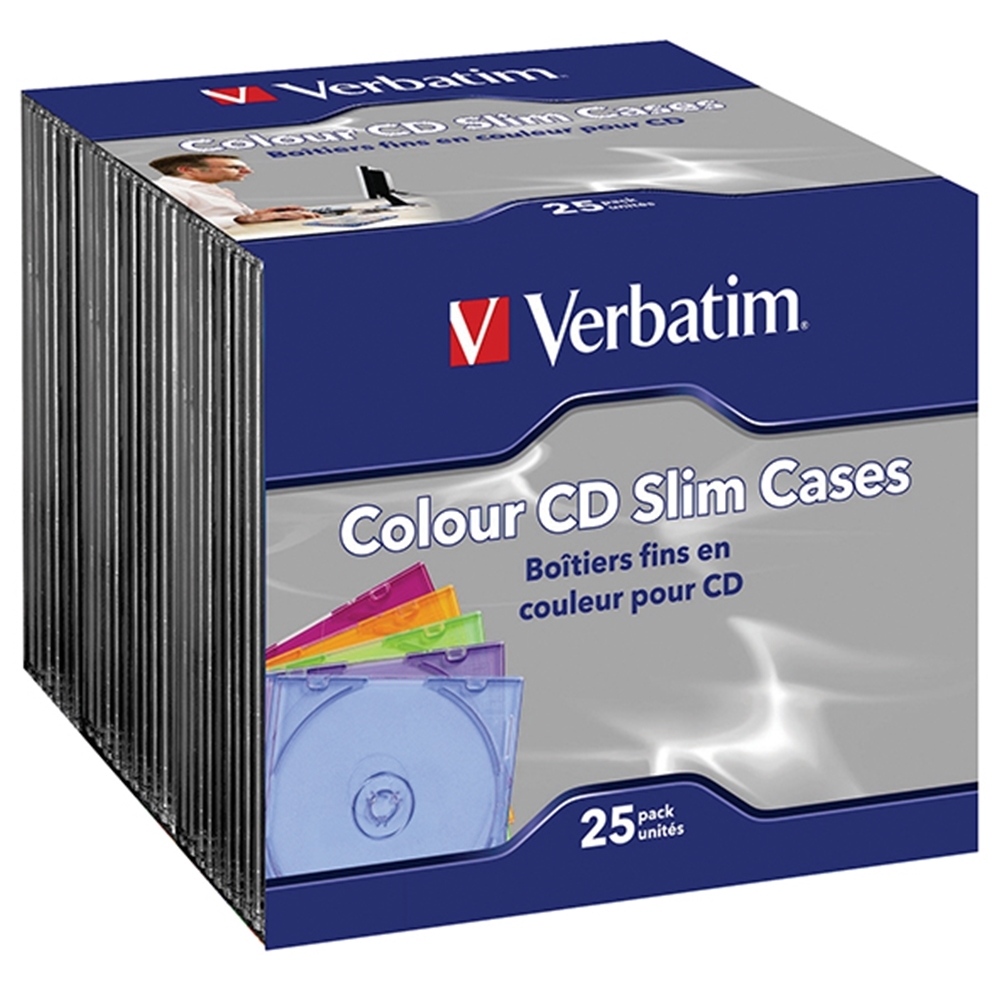 Verbatim CD/DVD Coloured Slim Cases (25 Pack)