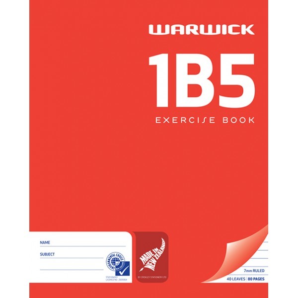 Warwick 1B5 40lf 7mm Ruled Exercise Book image