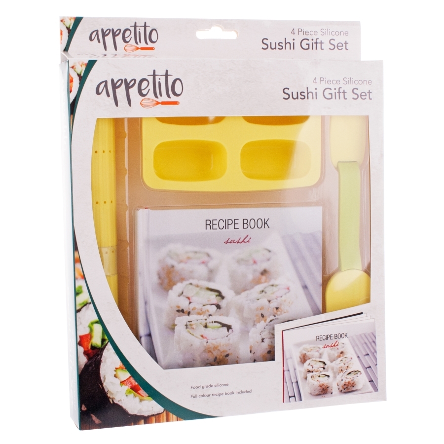 4 Piece Silicone Sushi Gift Set with Recipe Book at Mighty Ape NZ