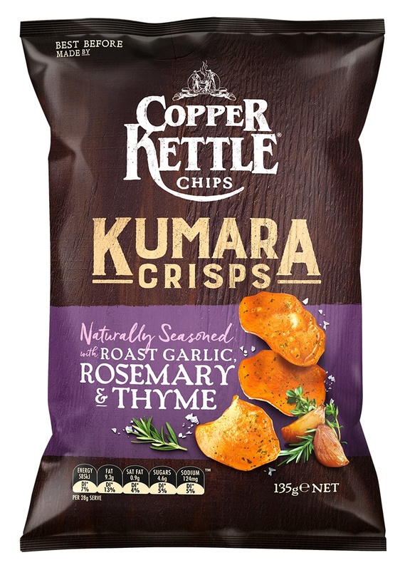 Copper Kettle Kumara Chips Roast Garlic, Rosemary & Thyme (135g) at