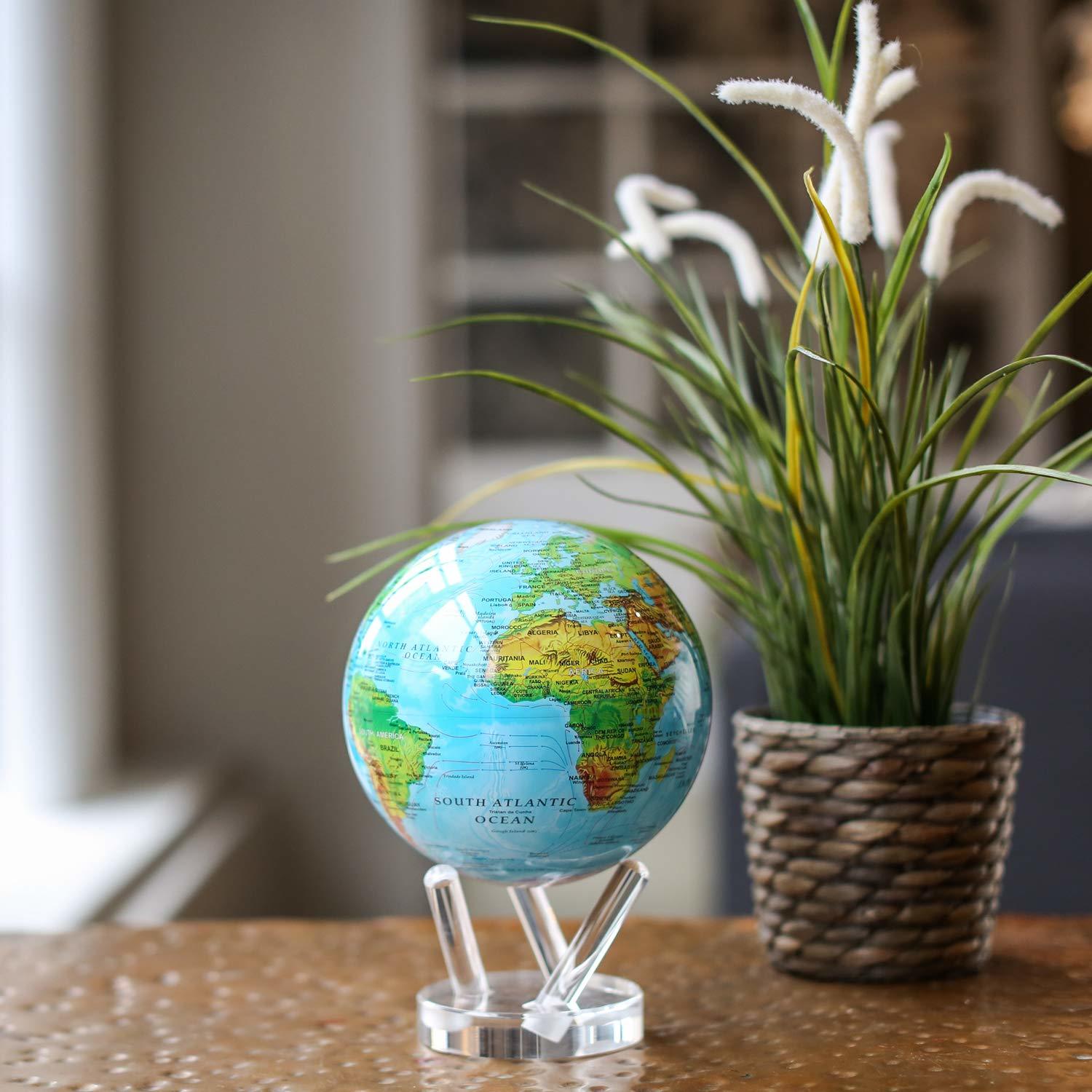 MOVA: Self Rotating Globe - Relief Map Blue - 11.5cm