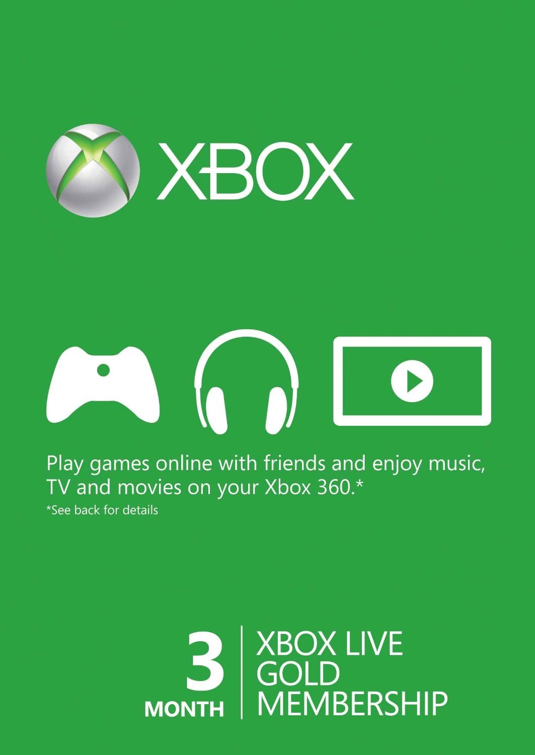 Xbox LIVE 3 Month Gold Membership Card for image