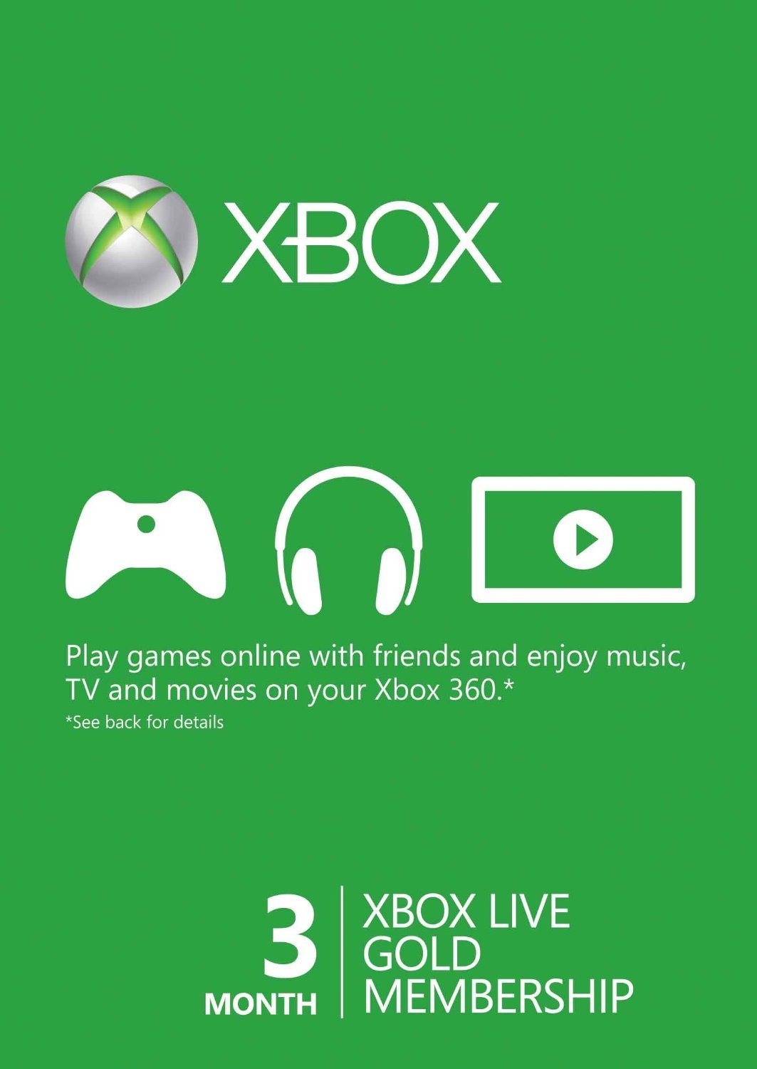 Xbox LIVE 3 Month Gold Membership Card