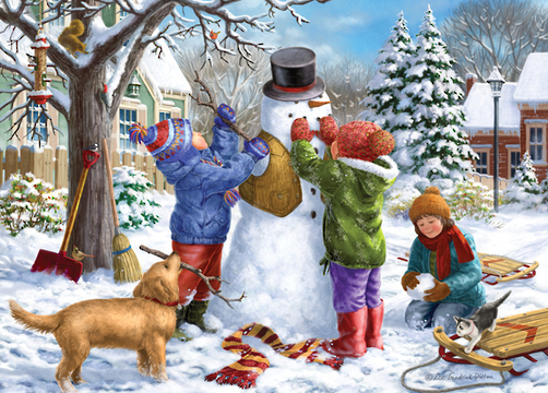 Holdson: Young at Heart - Kids And The Snowman - 500 Piece XL Puzzle