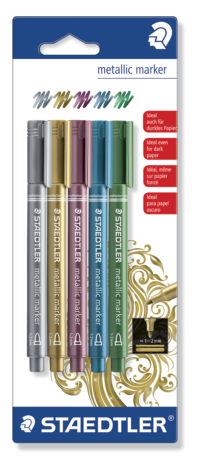 Staedtler Fibre Tip Pens Metallic (5 Pack) image