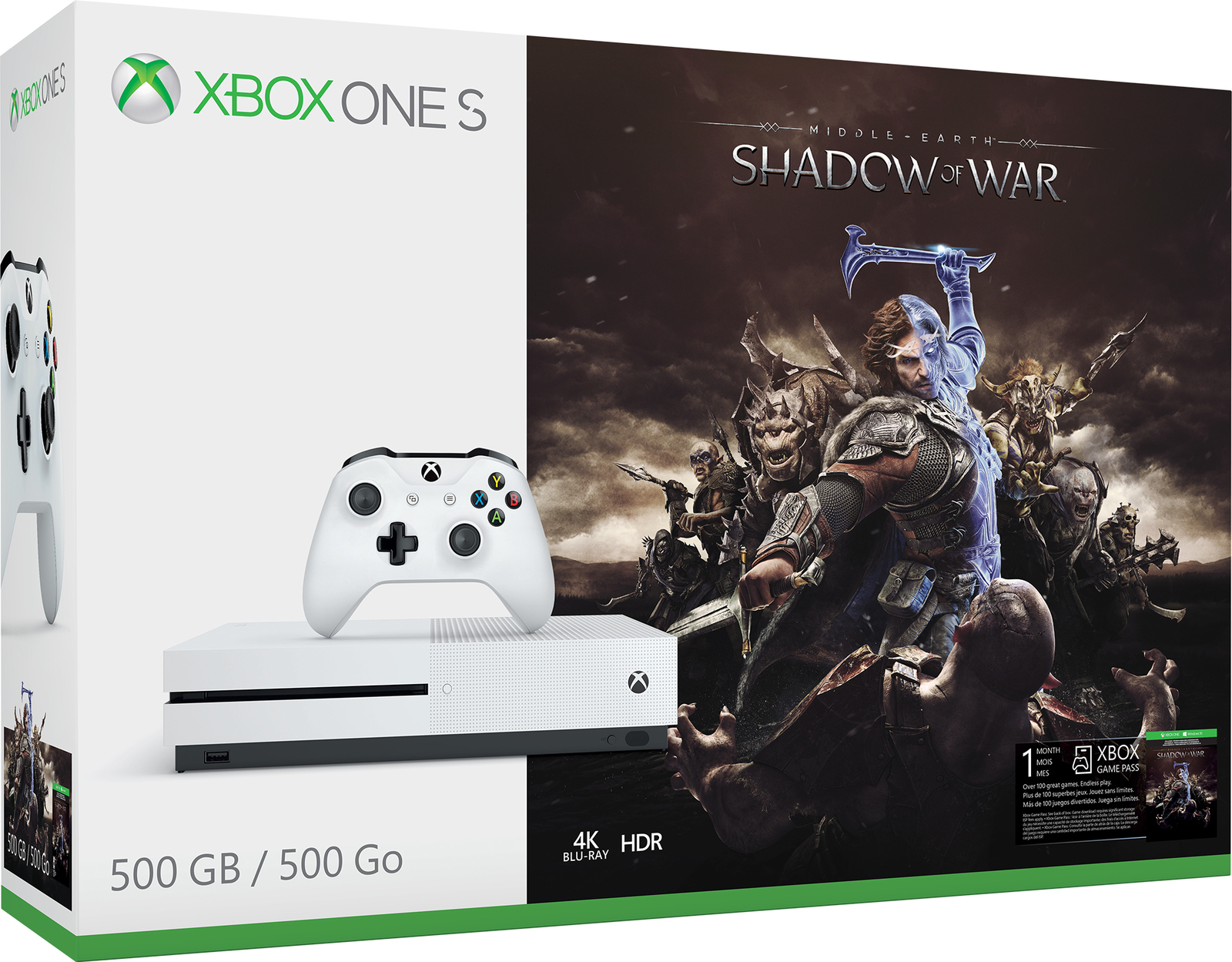 Xbox One S 500GB Shadow of War Console Bundle