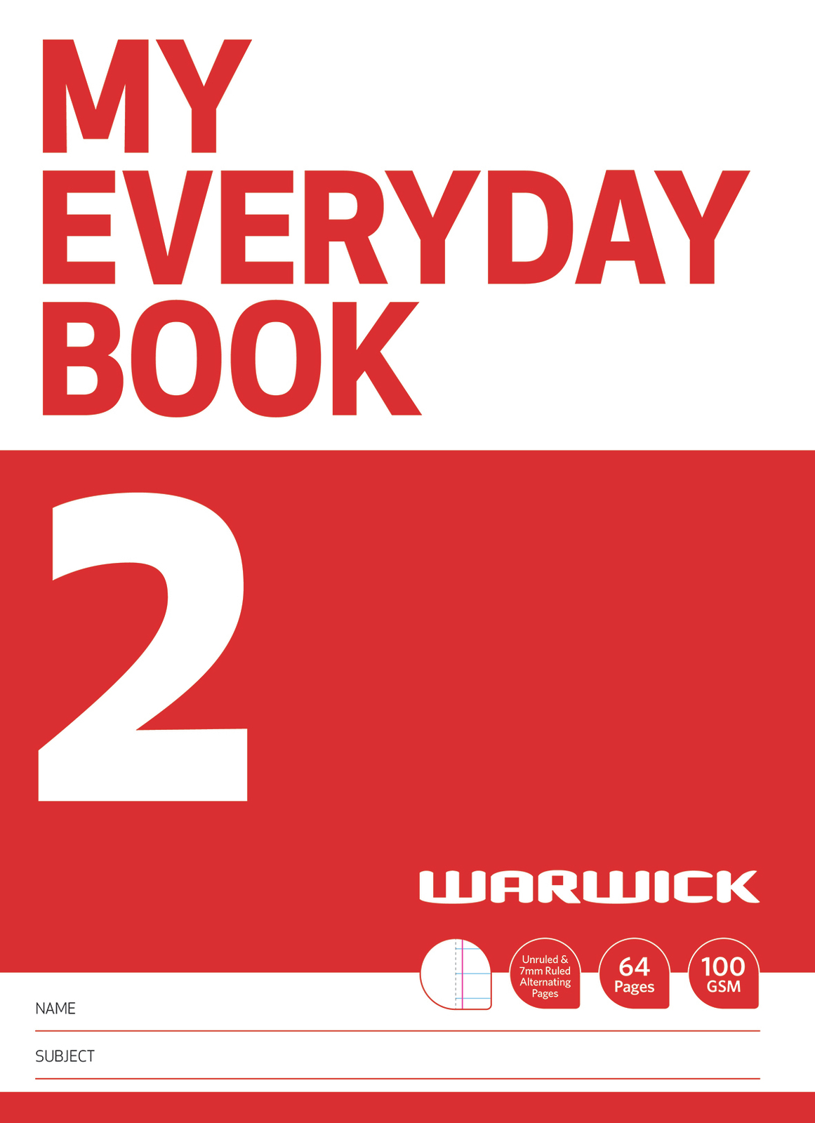 Warwick: My Everyday Book 2 - Unruled & 7mm Ruled Alternate