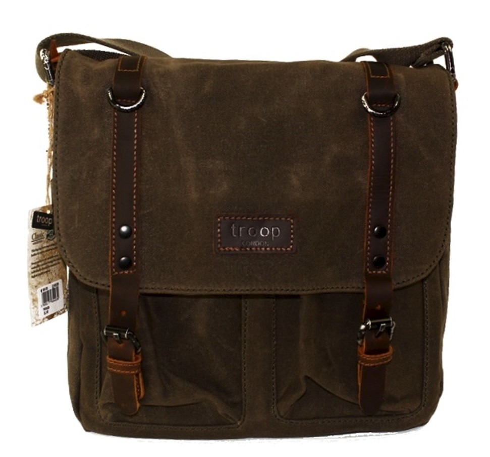 Edison Waxed Canvas Messenger Bag Olive at Mighty Ape Australia