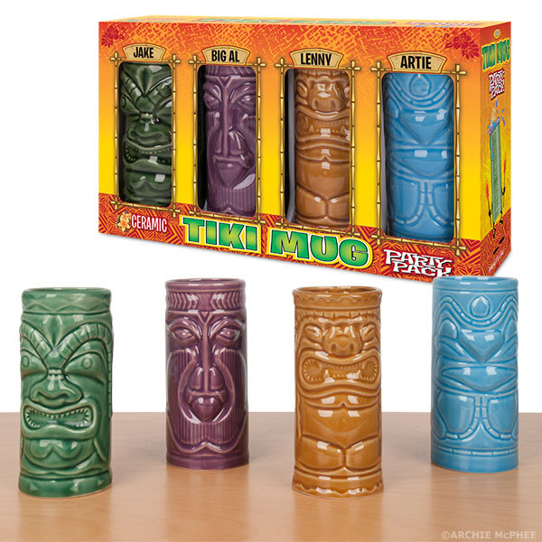 Ceramic Tiki Mugs Set of 4 at Mighty Ape NZ