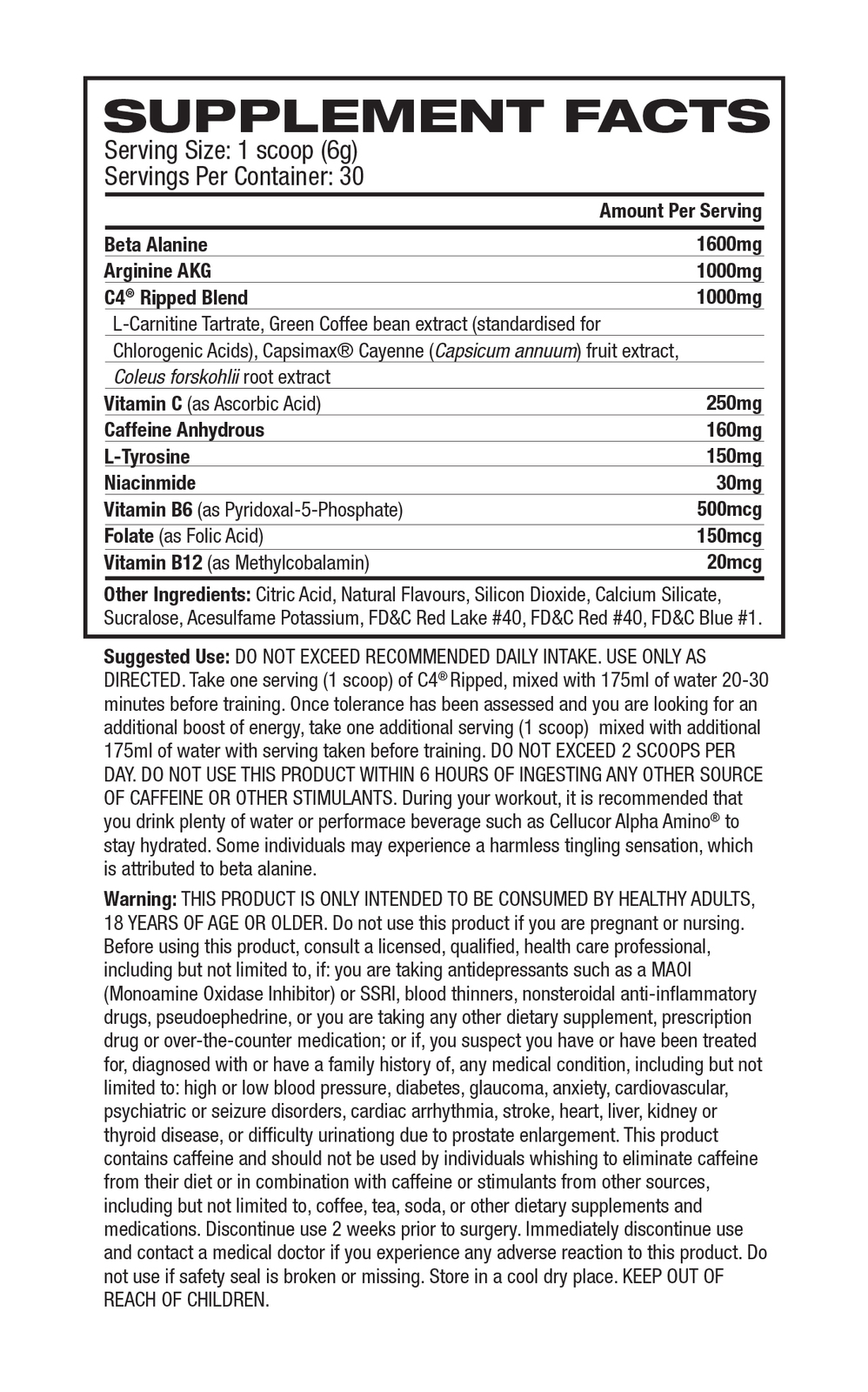 Cellucor C4 Ripped Pre-Workout - Tropical Punch (30 Servings) image