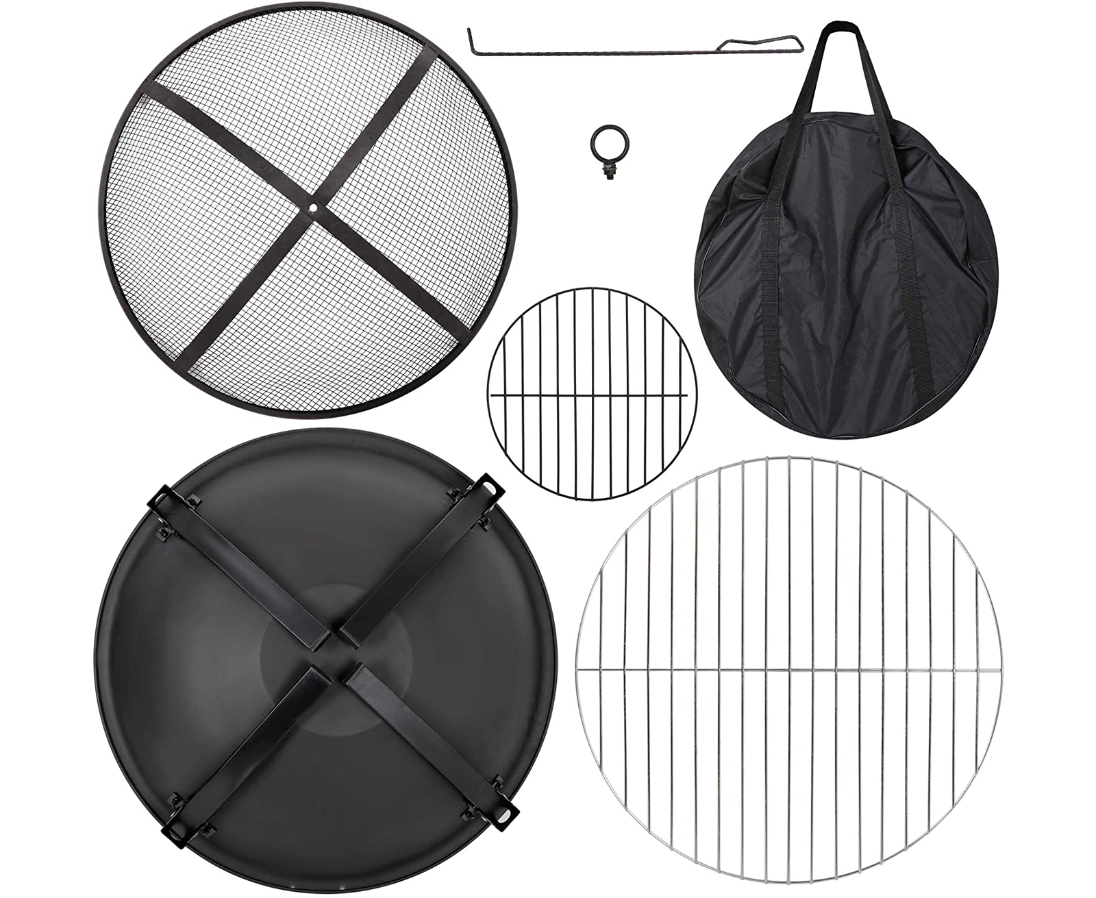 Round Foldable Fire Pit and BBQ Grill (56x42cm) + Carry Bag