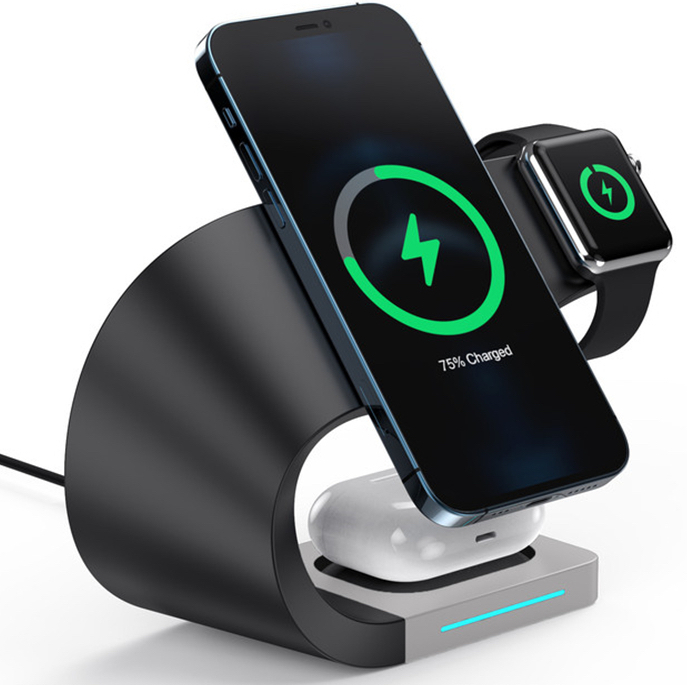 Multifunctional Wireless Charging Station Black at Mighty