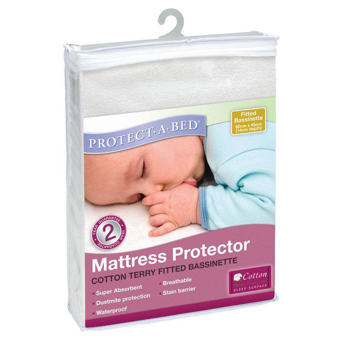 Cotton Terry Fitted Bassinet Mattress Protector (Elastic Strap) image