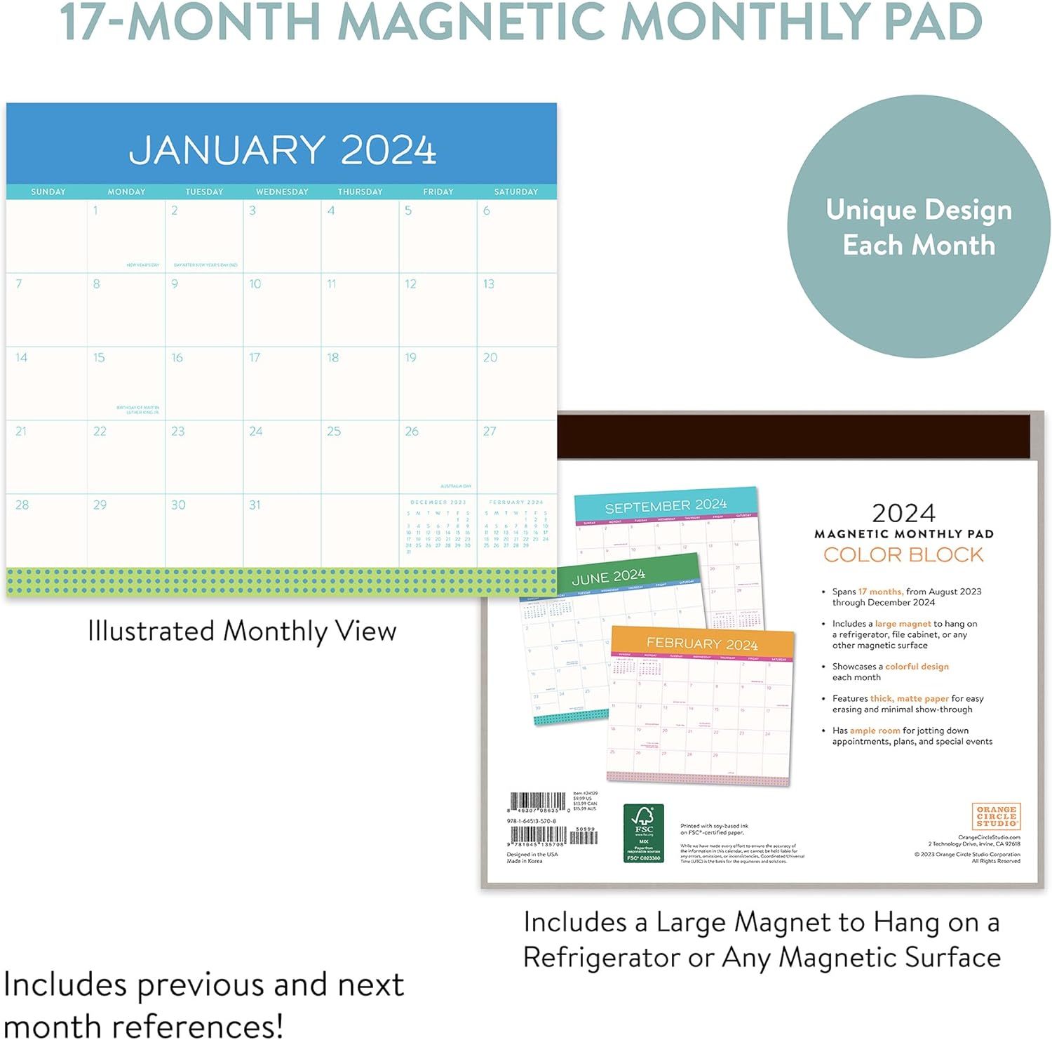 Buy orange circle studio magnetic monthly pad 2024 colour block at