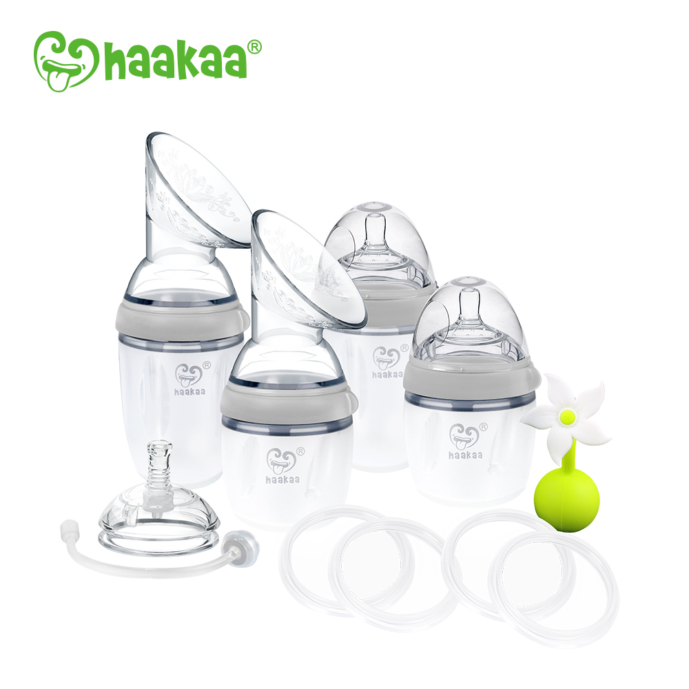 Haakaa: Generation 3 Silicone Breast Pump and Bottle Premium Pack - Gray image