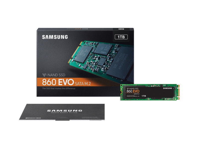 1TB Samsung 860 EVO V-NAND M.2 (2280) SSD SATA III 6GB/s, R/W(Max) 550MB/s/520MB/s image